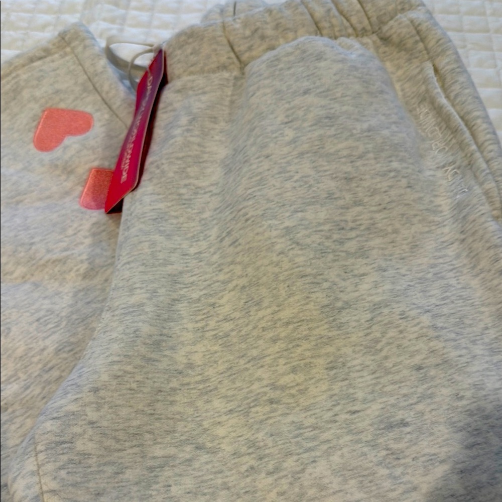 Gray Joggers with Pink Heart Accents